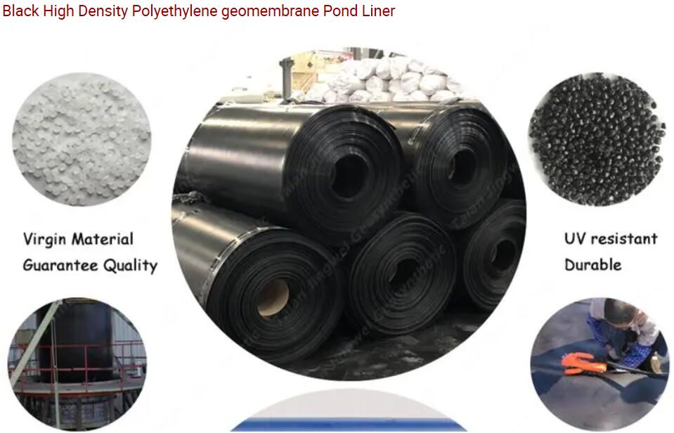 غشاء أرضي HDPE أملس 0.5 مم لبطانة البركة